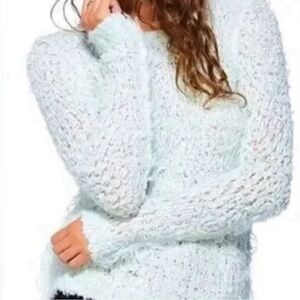 Free People Sweater Medium NWT September Song Polar Bear Feathery Top Mint Green